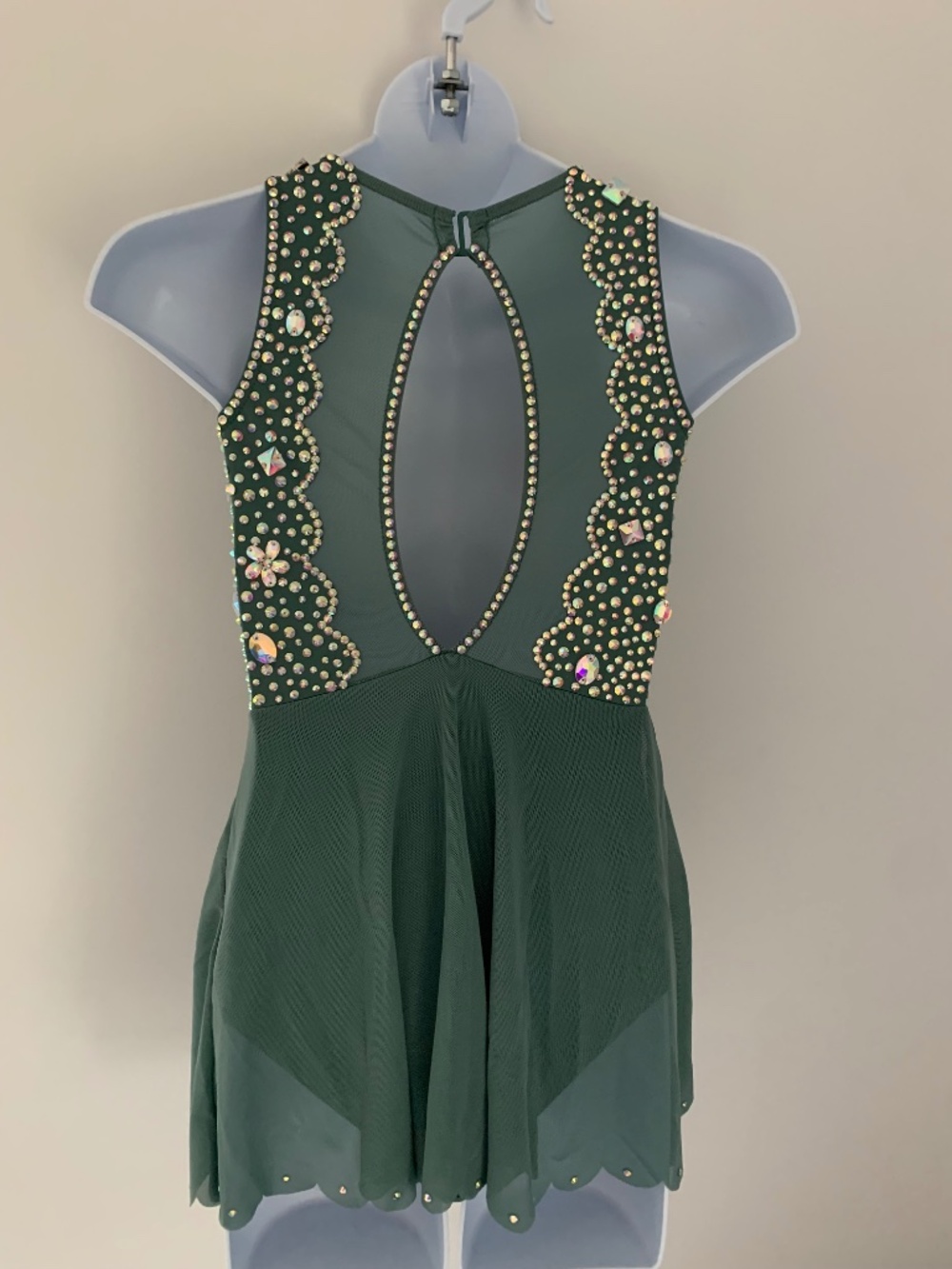 Sage Green Rhinestone Dance Dress: Child Size 6/6X - Picture 5 of 8